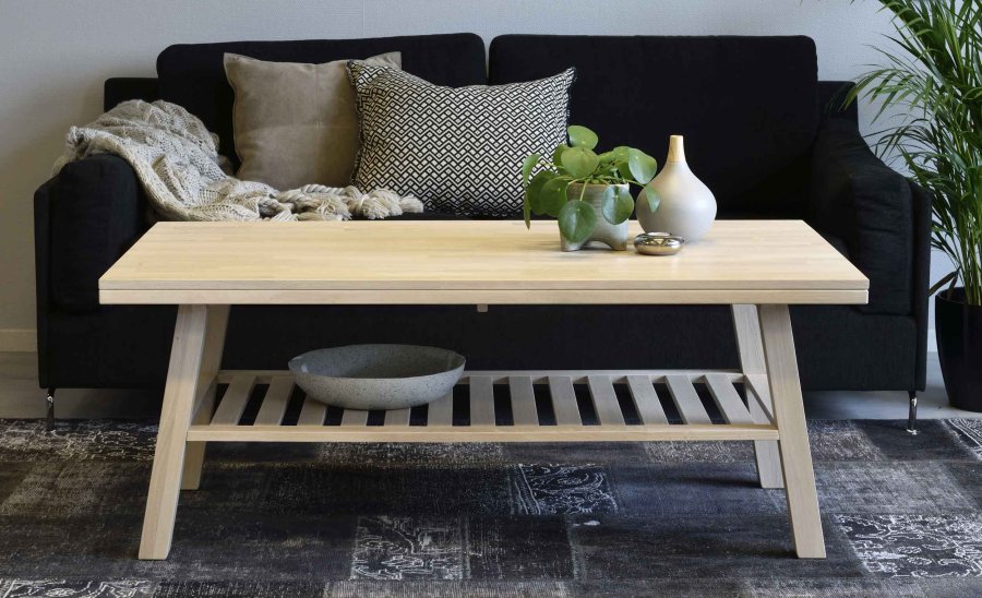 ROWICO Brooklyn salongbord - brstet eik m. 1 hylle (130x75)