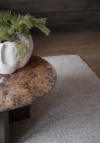 ROWICO Brooksville sofabord, rund - brun marmor og brun egefinér (90)