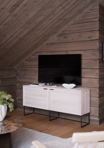 ROWICO Brooksville sofabord, rund - brun marmor og brun egefinér (90)