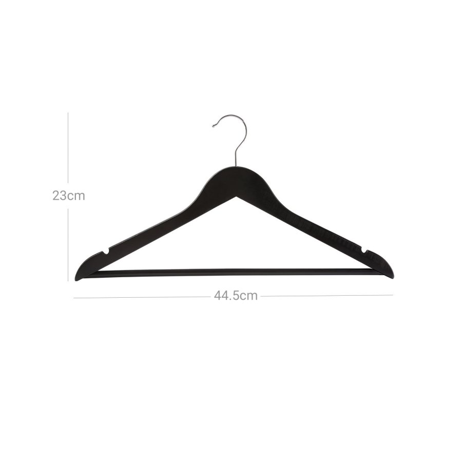 SONGMICS CRW02B-20 t�jb�jler, m. skulderhak, buksestang, 360� drejelig krog, skridsikker - s�lv forkromet metal og sort ahorntr� (s�t med 20)