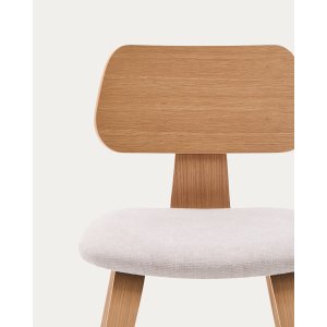 KAVE HOME Gena spisebordsstol - beige chenille stof og natur egefinér