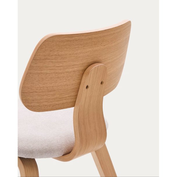 KAVE HOME Gena spisebordsstol - beige chenille stof og natur egefin�r -  Kave Home