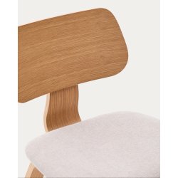 KAVE HOME Gena spisebordsstol - beige chenille stof og natur egefin�r -  Kave Home