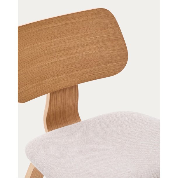 KAVE HOME Gena spisebordsstol - beige chenille stof og natur egefin�r -  Kave Home