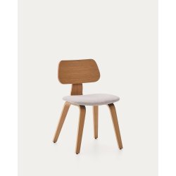 KAVE HOME Gena spisebordsstol - beige chenille stof og natur egefin�r -  Kave Home