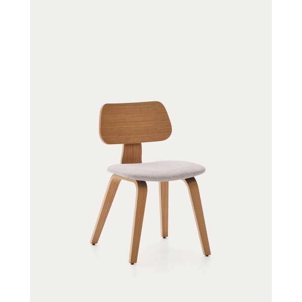 KAVE HOME Gena spisebordsstol - beige chenille stof og natur egefin�r -  Kave Home