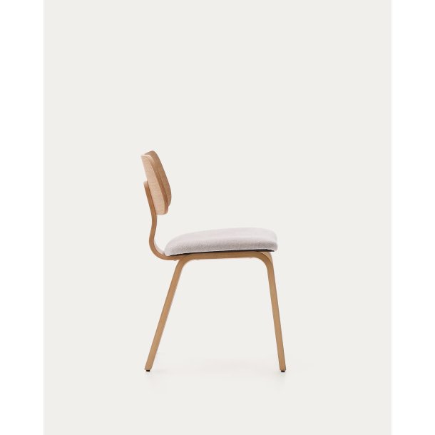 KAVE HOME Gena spisebordsstol - beige chenille stof og natur egefin�r -  Kave Home