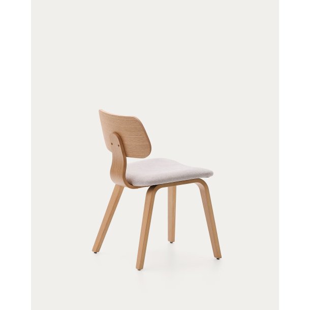 KAVE HOME Gena spisebordsstol - beige chenille stof og natur egefin�r -  Kave Home