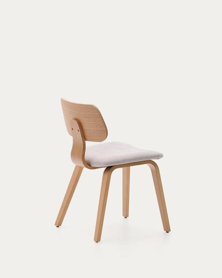 KAVE HOME Gena spisebordsstol - beige chenille stof og natur egefin�r