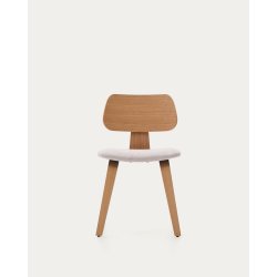 KAVE HOME Gena spisebordsstol - beige chenille stof og natur egefin�r -  Kave Home