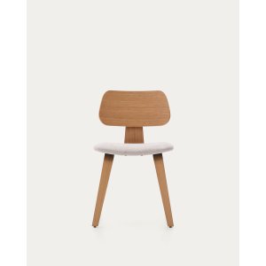 KAVE HOME Gena spisebordsstol - beige chenille stof og natur egefin�r