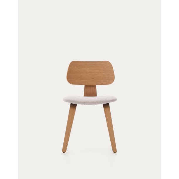 KAVE HOME Gena spisebordsstol - beige chenille stof og natur egefin�r -  Kave Home