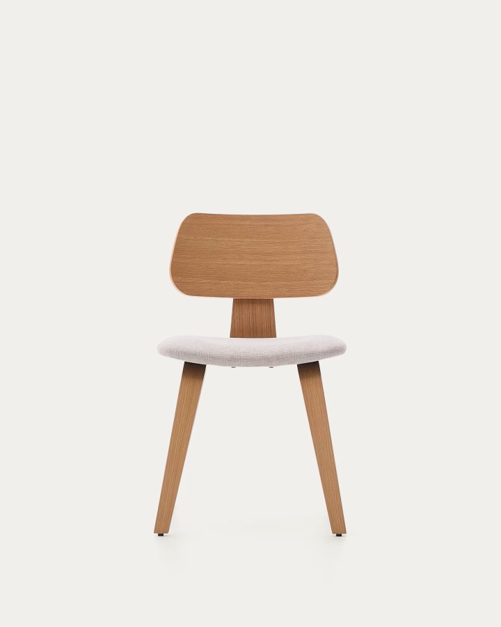 KAVE HOME Gena spisebordsstol - beige chenille stof og natur egefin�r