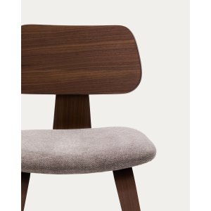 KAVE HOME Gena spisebordsstol - beige chenille stof og brun valnddefinér