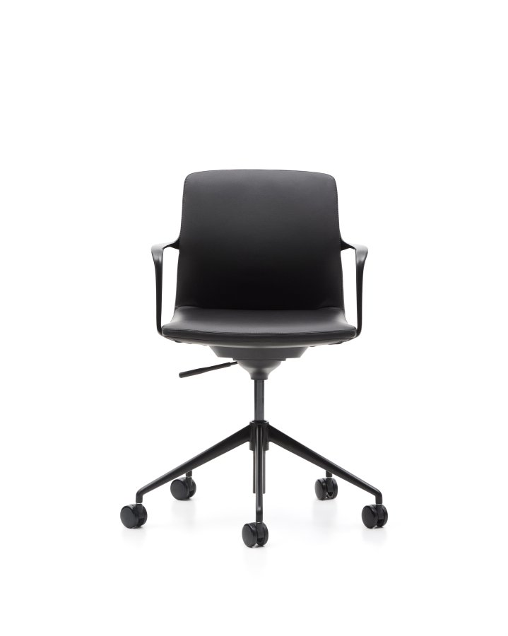 KAVE HOME Nerlan kontorstol, m. arml�n og hjul - sort kunstl�der og sort aluminium