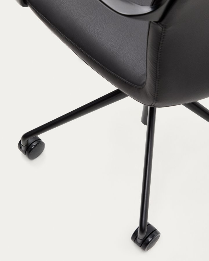 KAVE HOME Nerlan kontorstol, m. arml�n og hjul - sort kunstl�der og sort aluminium