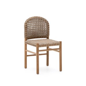 KAVE HOME Tavira havestol - beige rebsnor og natur teaktr