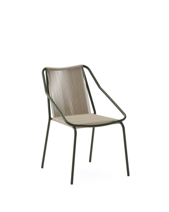 KAVE HOME Zivia utestol i ecru tau og grnt galvanisert stl