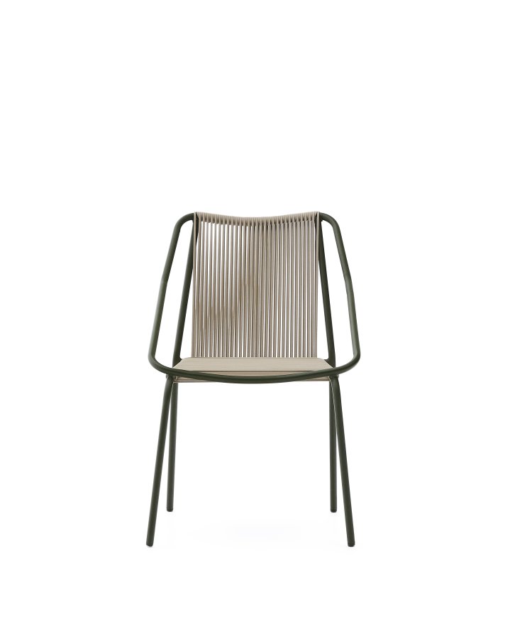 KAVE HOME Zivia utestol i ecru tau og grnt galvanisert stl