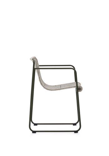 KAVE HOME Maurina stol i grnt galvanisert stl og ecru og gr tausnor