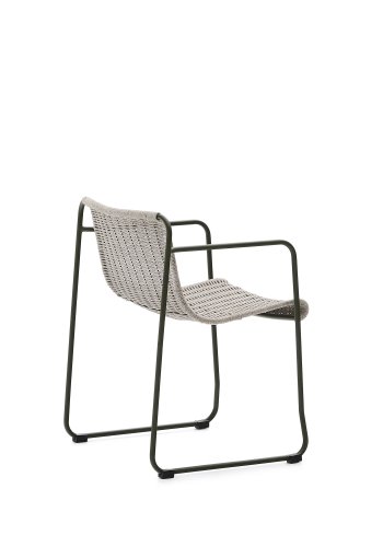 KAVE HOME Maurina stol i grnt galvanisert stl og ecru og gr tausnor