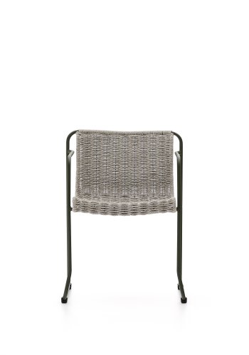 KAVE HOME Maurina stol i grnt galvanisert stl og ecru og gr tausnor