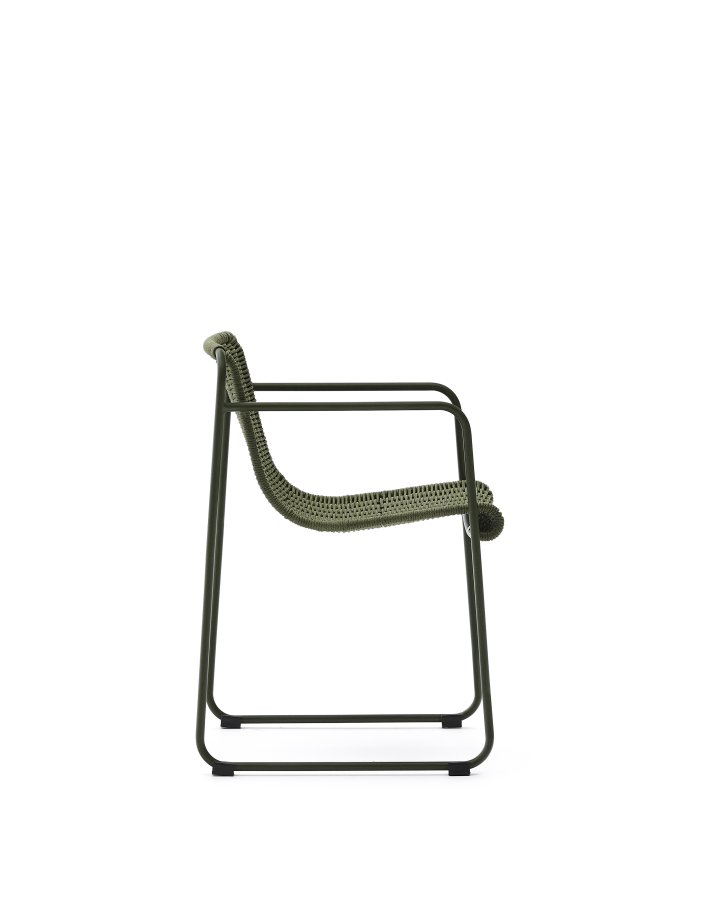 KAVE HOME Maurina stol i grnt galvanisert stl og grnn tausnor