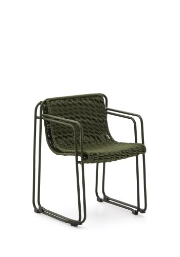 KAVE HOME Maurina stol i grnt galvanisert stl og grnn tausnor