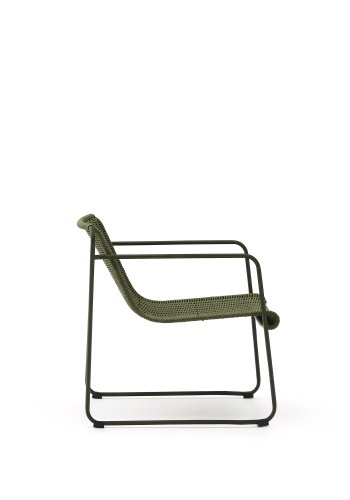 KAVE HOME Maurina stabelbar lenestol i grnt galvanisert stl og grnn tausnor