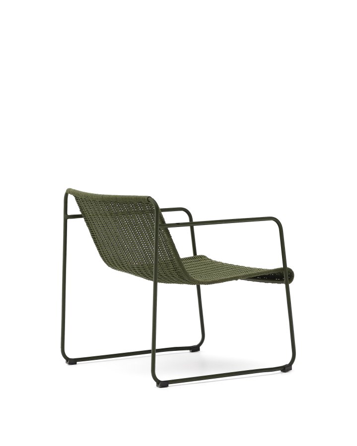 KAVE HOME Maurina stabelbar lenestol i grnt galvanisert stl og grnn tausnor