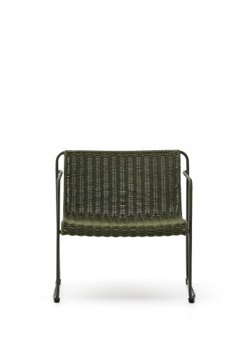 KAVE HOME Maurina stabelbar lenestol i grnt galvanisert stl og grnn tausnor