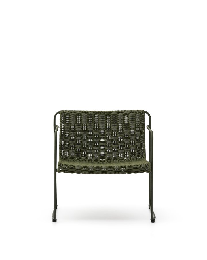 KAVE HOME Maurina stabelbar lenestol i grnt galvanisert stl og grnn tausnor