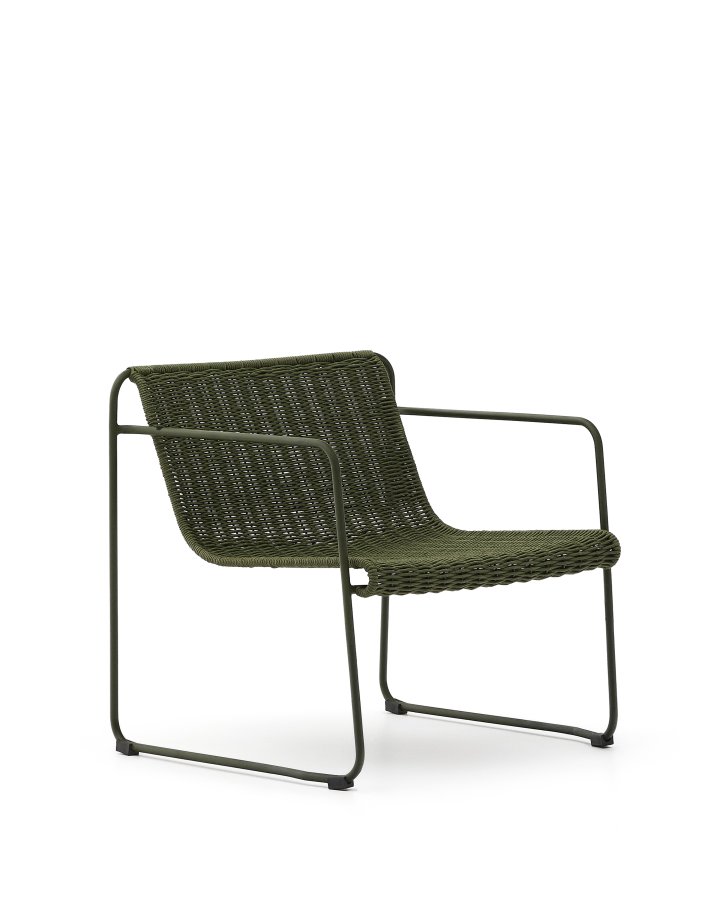 KAVE HOME Maurina stabelbar lenestol i grnt galvanisert stl og grnn tausnor