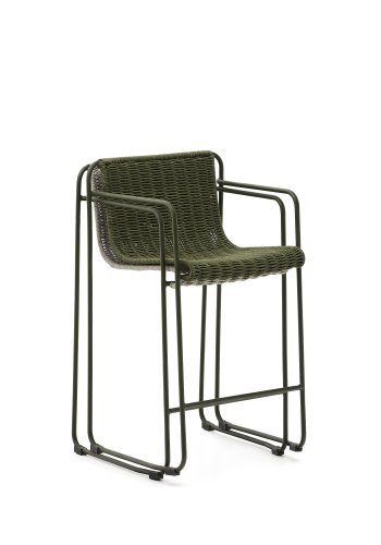 KAVE HOME Maurina krakk i grnt galvanisert stl og ecru og gr tausnor 64,5 cm