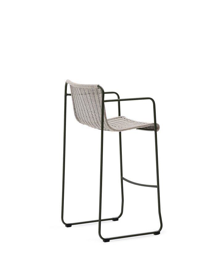 KAVE HOME Maurina krakk i grnt galvanisert stl og ecru og gr tausnor 74,5 cm