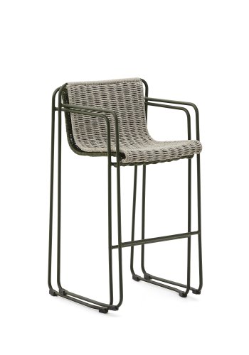 KAVE HOME Maurina krakk i grnt galvanisert stl og ecru og gr tausnor 74,5 cm