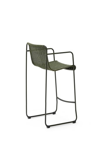 KAVE HOME Maurina stabelbar krakk i grnt galvanisert stl og grnt tau 74,5 cm