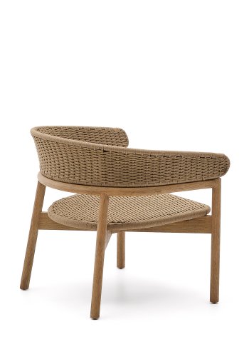 KAVE HOME Arinella lenestol i FSC 100 % heltre akasie med naturlig finish og beige tausnor