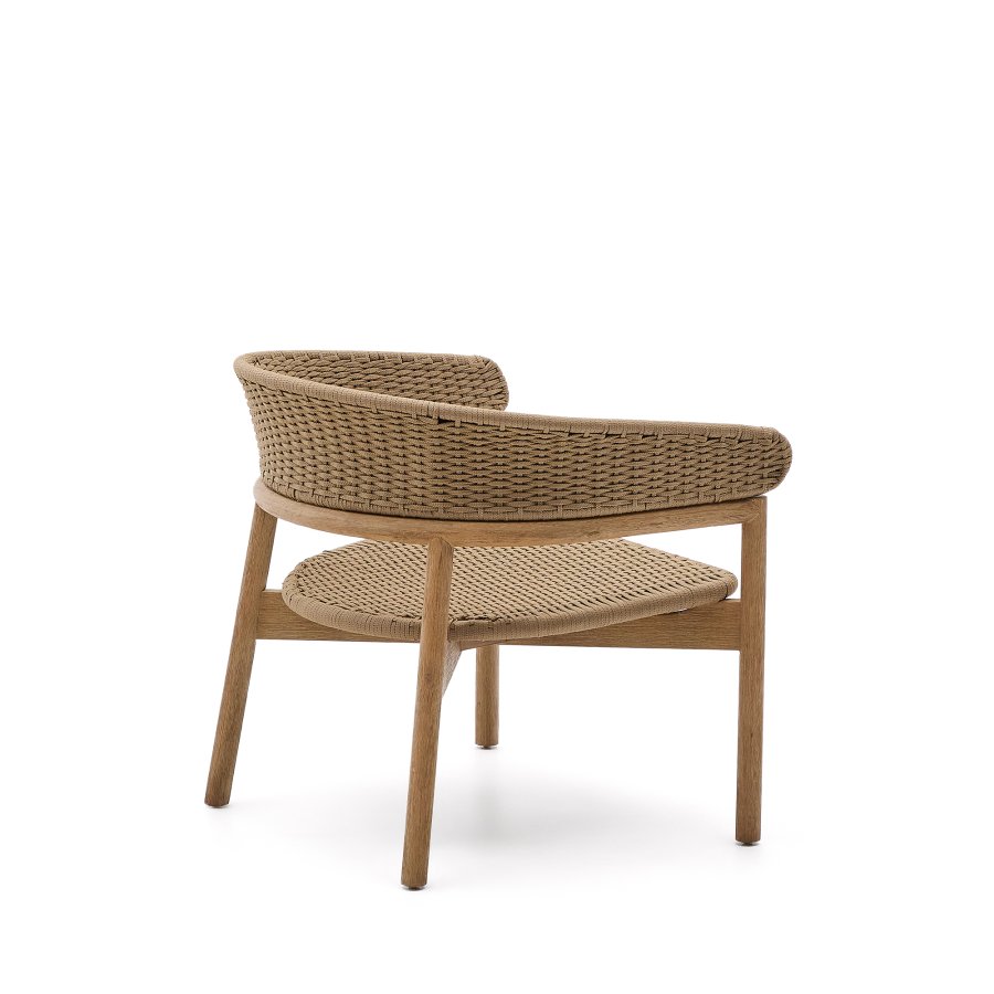 KAVE HOME Arinella lenestol i FSC 100 % heltre akasie med naturlig finish og beige tausnor