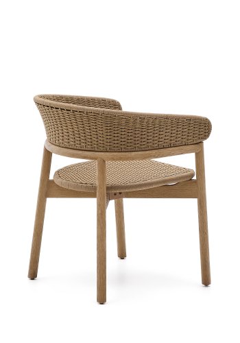 KAVE HOME Arinella-stol i FSC 100 % heltre akasie med naturlig finish og beige tausnor