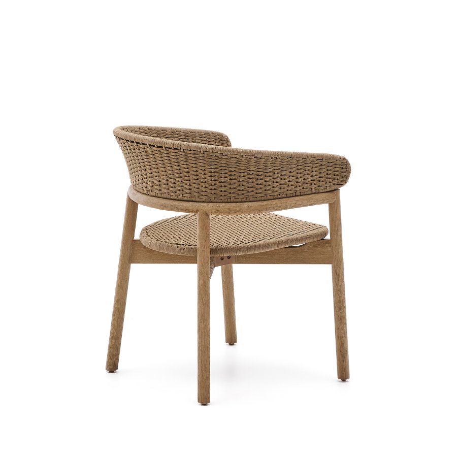 KAVE HOME Arinella-stol i FSC 100 % heltre akasie med naturlig finish og beige tausnor