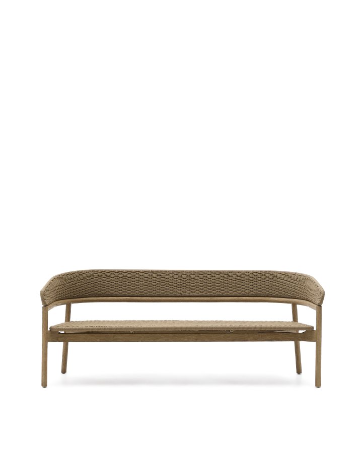 KAVE HOME Arinella 3-seters sofa i FSC 100 % heltre akasie med naturlig finish og beige taubelegg.