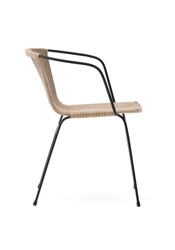 KAVE HOME Eltiera stabelbar stol i syntetisk rotting med svart st�lramme og armlener