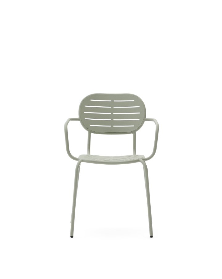 KAVE HOME Brai stabelbar utestol med armlener i turkis galvanisert stl