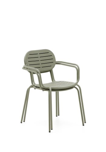 KAVE HOME Brai stabelbar utestol med armlener i turkis galvanisert stl