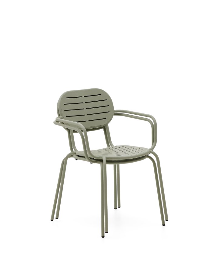 KAVE HOME Brai stabelbar utestol med armlener i turkis galvanisert stl