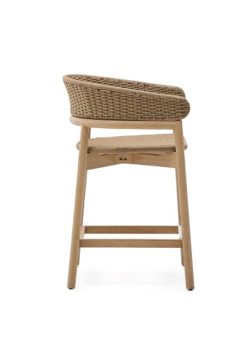 KAVE HOME Arinella krakk i FSC 100 % heltre akasie med naturlig finish og beige tausnor 65 cm