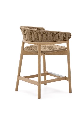 KAVE HOME Arinella krakk i FSC 100 % heltre akasie med naturlig finish og beige tausnor 65 cm