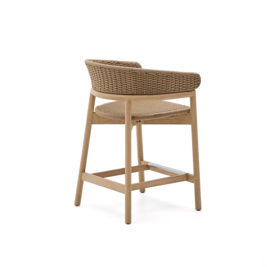 KAVE HOME Arinella krakk i FSC 100 % heltre akasie med naturlig finish og beige tausnor 65 cm