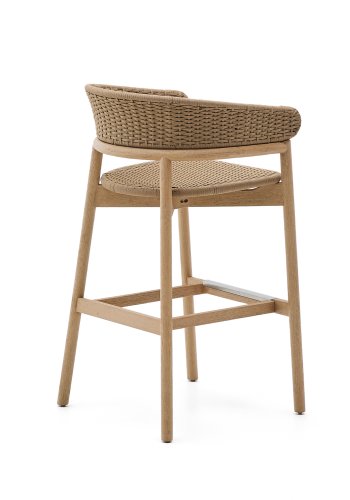 KAVE HOME Arinella krakk i FSC 100 % heltre akasie med naturlig finish og beige tausnor 75 cm